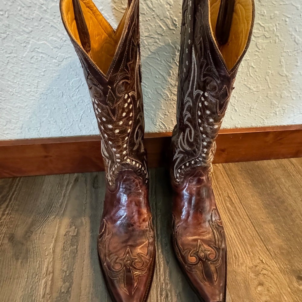 Old Gringo Brown Leather Womens Cowboy Boots, sz 8